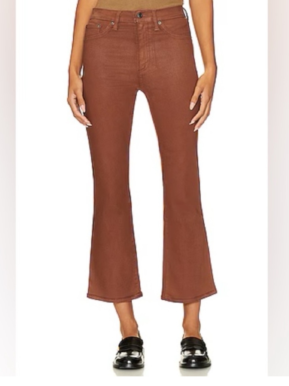 Rag & Bone • Hana High Rise Crop Leather Pants in Dry Henna